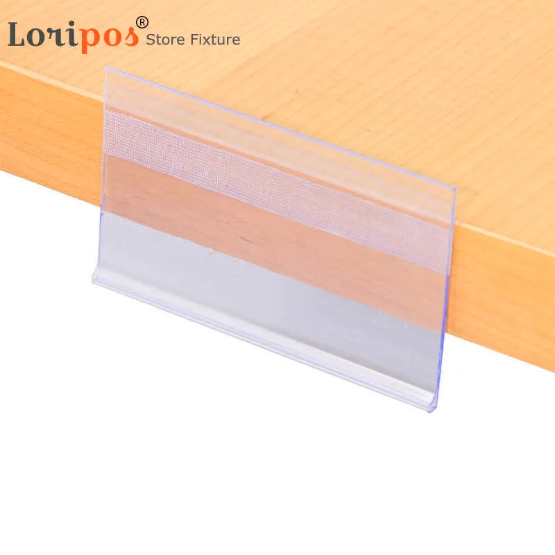 Plastic PVC Shelf Data Strips Clip Holder with Adhesive Tape on Back Multi-size for Merchandise Price Talker Sign Label Display