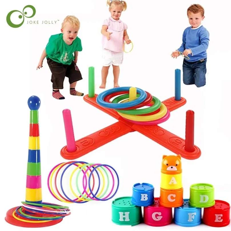 Baby Stacking Cup Sports Circle Ferrule Stacked Layers Throwing Game ParentChild Interactive Ferrule Kids Outdoor Toys ZXH 220621