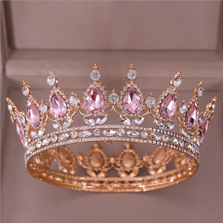 Headpieces esmeralda cristal cor ouro chique real regal brilhante strass tiaras e coroas nupcial pageant tiaras