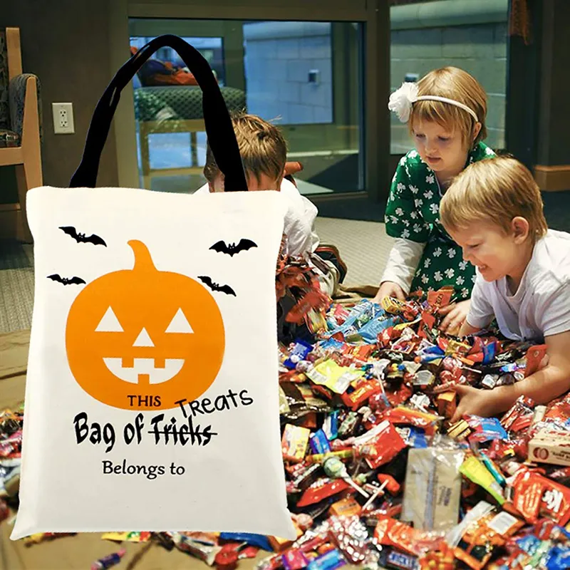 Wysokiej jakości halloweenowe torby dyniowe worki Hallowmas torby prezentowe Torby cukierkowe sztuczki lub printowane Halloweens Party Favorer Organizator