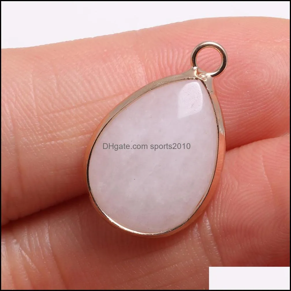 aspect natural stone charms waterdrop pendant rose quartz healing reiki crystal diy necklace earrings women fashion jewelry finding sports2010