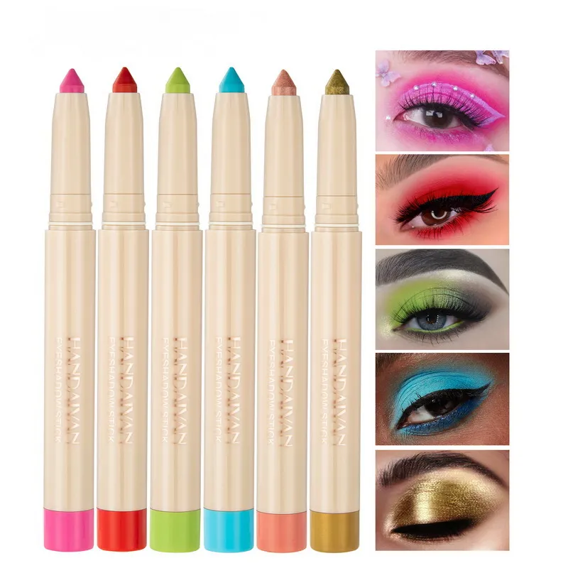 Handaiyan crème oogschaduw High Pigment Stick Eyeliner Pencil Dual Use Waterproof Gemakkelijk te dragen Langdurige schoonheid Make-up oogschaduw
