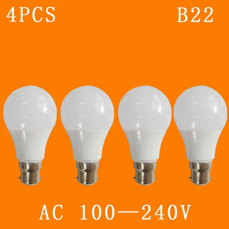 4PCS /LOT B22 żarówki LED AC110V, 220V, 240 V Stałej stałej Lampa prądu Wewnętrzna Lampa chłodna /ciepła biała 3W, 5W, 7W, 9W, 12W, 15W, 18W, H220428