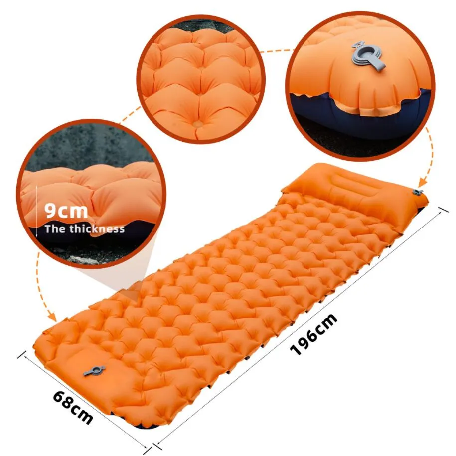 Przenośna podkładka do spania na zewnątrz kemping nadmuchiwany materac z poduszkami mata podróżna składane łóżko Ultralight powietrza poduszka do wędrówki Prezenty Trekking Prezenty