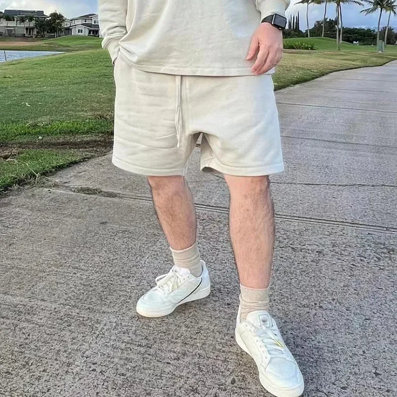 Felted Letterings Sweatshorts Casual Joggers Harem Beige