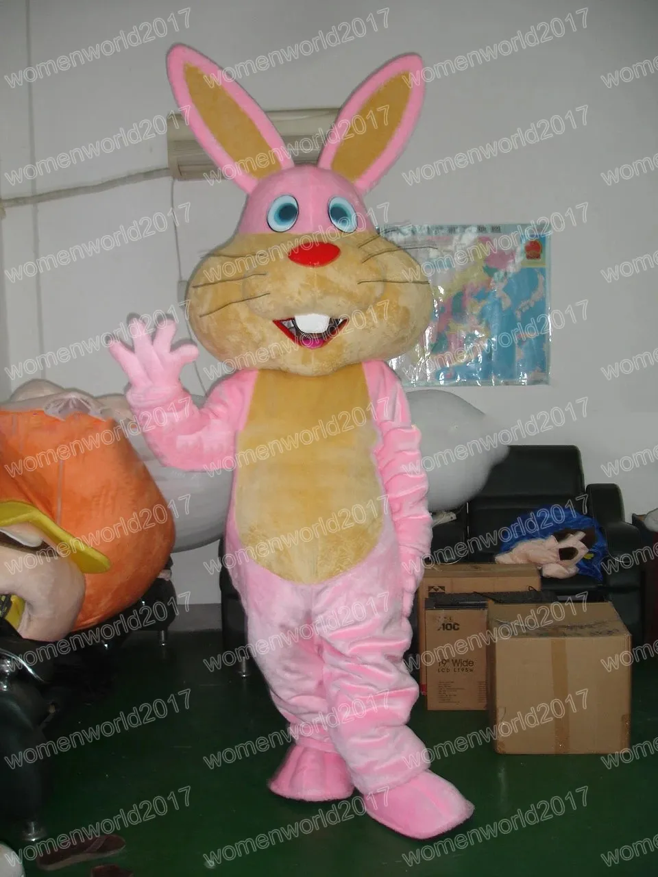 Halloween Pink Rabbit Mascot Costume Najwyższa jakość Kreskówka Stroje postaci Suit Unisex dla dorosłych strój Bożego Narodzenia Karnawałowa sukienka