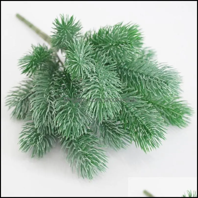 Decorative Flowers & Wreaths 16 Fork Pine Needle Branches Artificial Fake Plants Christmas Tree Wedding Decor DIY Handcraft Children
