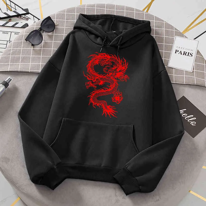 Red Dragon Mode Sweat Impression Hommes Sweat À Capuche Oversize Lâche Sweats Automne Polaire Hoodies Mode Casual Vêtements Hommes Nouveau Y220615