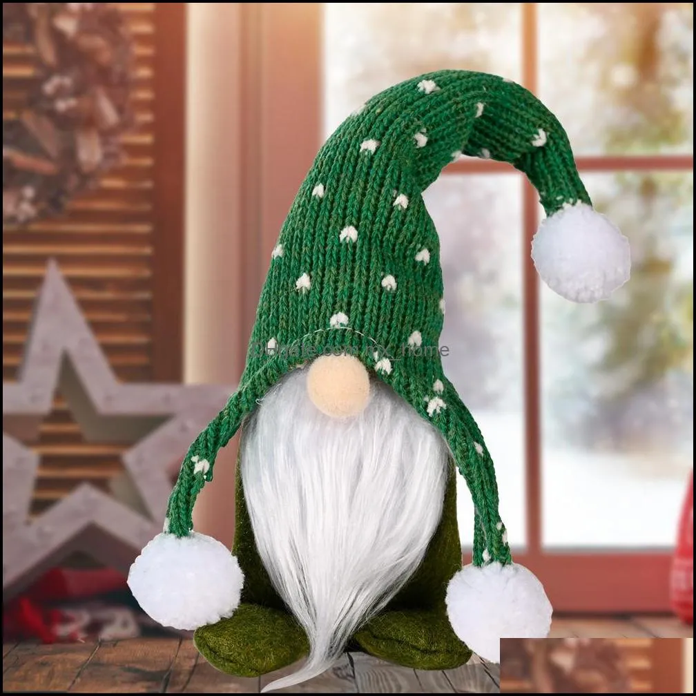 white beard faceless plush ornaments new party supplies rudolph christmas gnomes forest man doll green red knitted cap kids mxhome