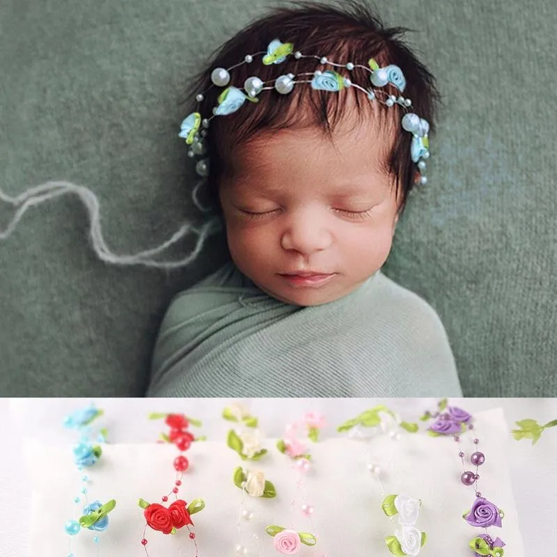 Hair Accessories Baby Flower Faux Pearl Headband Princess Headwear Born Pography Props Band Strap Shower Gifts