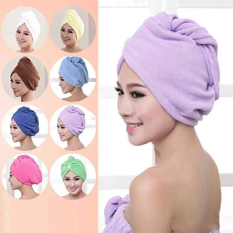 Hair Turban Towel Women Super Absorbent Shower Cap Quick-drying Microfiber Dry Bathroom Hairs Cotton 60*25cm