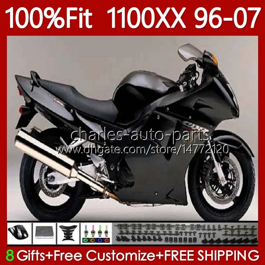 Wtryskiwanie Formy Marynarki dla Honda Blackbird CBR1100 CBR 1100xx 1100 Matte Black XX CC 96-07 114NO.79 CBR1100XX 96 97 98 99 00 01 02 03 04 05 06 07 1100CC 1996 2007 Ciało