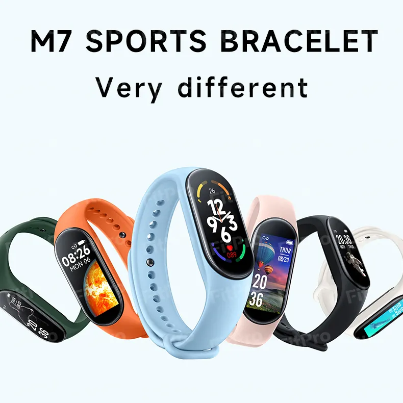 M7 Smart Bracelet Smartwatch Sports Wristbands Women Men Child Fashion Addate Smart Wallpaper Live Fitpro الإصدار هدية معدل ضربات القلب هدية