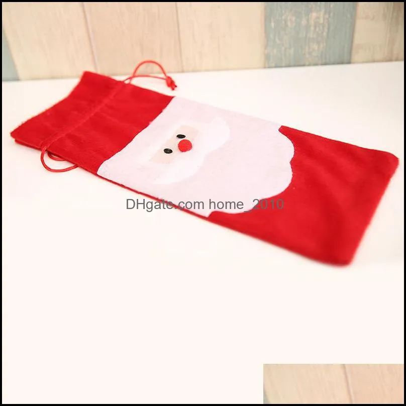 santa claus gift bags christmas decorations red wine bottle cover bags xmas santa champagne wine bag xmas gift 31*13cm wq101