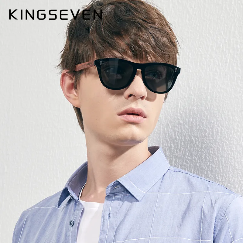 Kingseven Men's Glasses Natural Wood Solglasögon Kvinnor Polariserade Retro Sun Wood Lunettes D Soleil 220511