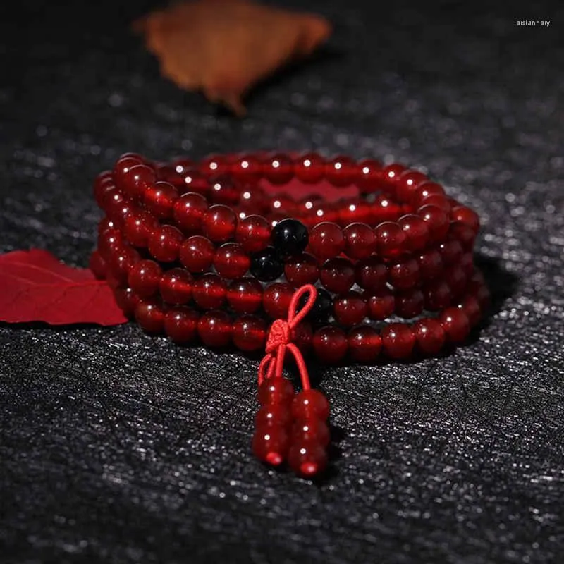 Beaded Strands Buddhist Meditation Prayer Mala Fashion 6mm Red Carnelian Bracelet For Girls Lars22