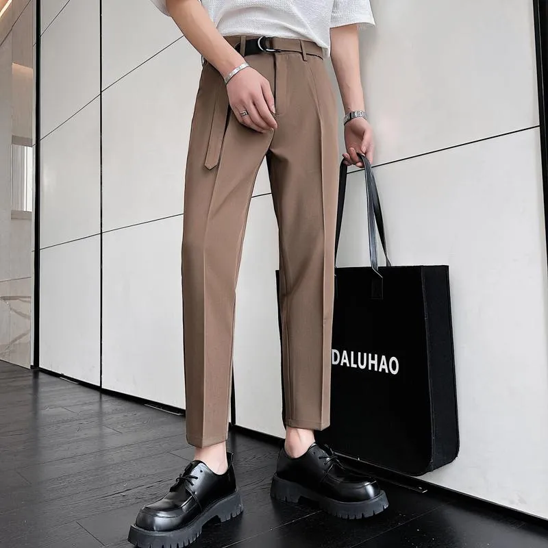 Herenpakken blazers Koreaanse stijl rechte herenpak broek eenvoudig losse lange lente trendy zomer koffiebroek 28-36Men's