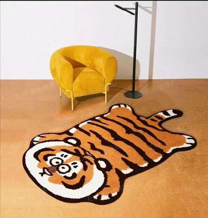 Carpets Cute Tiger Rug Children Room Cartoon Carpet Plush Thick Floor Mat Bathroom Non-slip Absorbent Doormat Bedside SoftCarpets