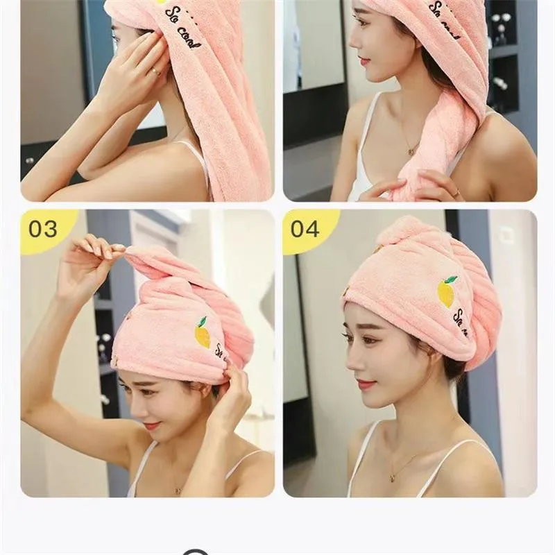 Women Girl`s Magic Microfiber Shower Cap Towel Bath Hats for Woman Dry Hair Caps Quick Drying Soft Lady Turban Head 20220422 E3