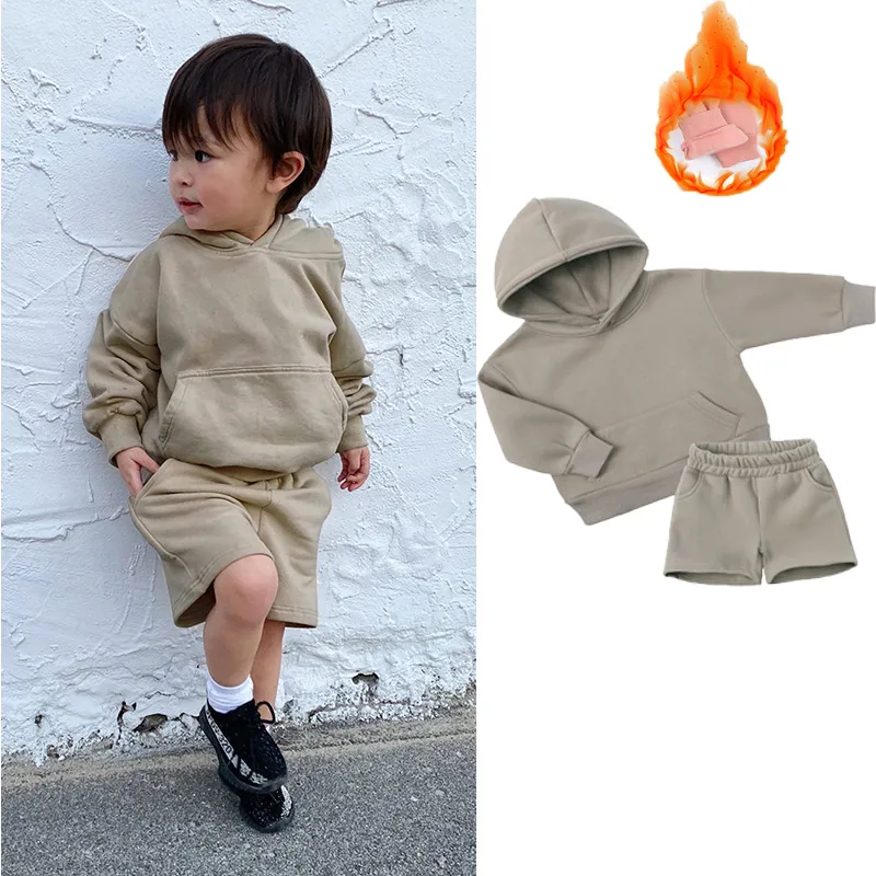 2-piece Baby Boy Plaid Fuzzy Sweatshirt and Pants Casual Set
