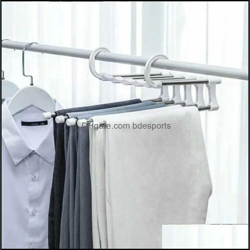 5 Layers Multi Functional Clothes Hangers Pant Storage Cloth Rack Trousers Hanging Shelf Non-slip Clothing Organizer Storage Rack Fast