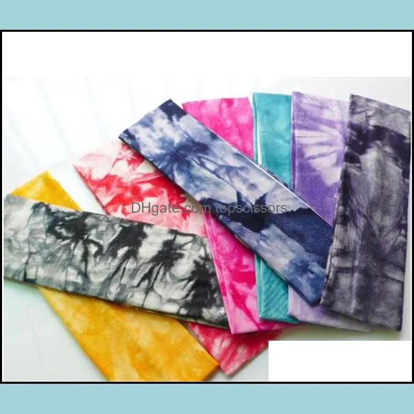 Unisex Tie Dye elastic Headbands Sports Yoga Hair Band Cotton Turban Headwrap Hair Accessories 13 Colors