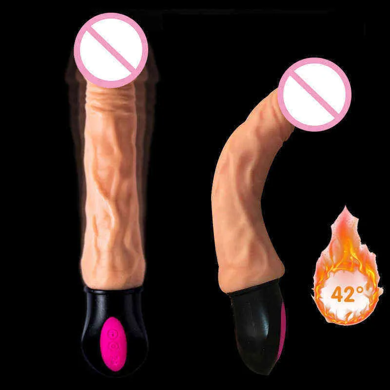 NXY 섹스 제품 딜도 가열 현실 딜도 진동기 여성을위한 현실적인 딜도 진동기 장난감 유연한 소프트 실리콘 음경 g 스팟 질 마사지 재 장전 1227
