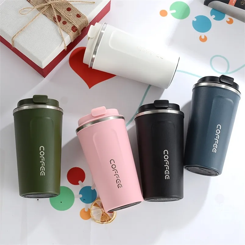 Custom Stainless Steel Coffee Thickened Big Car Mug Travel Thermo Cup Thermosmug for Gifts Thermos Flask Portable Cups 220704