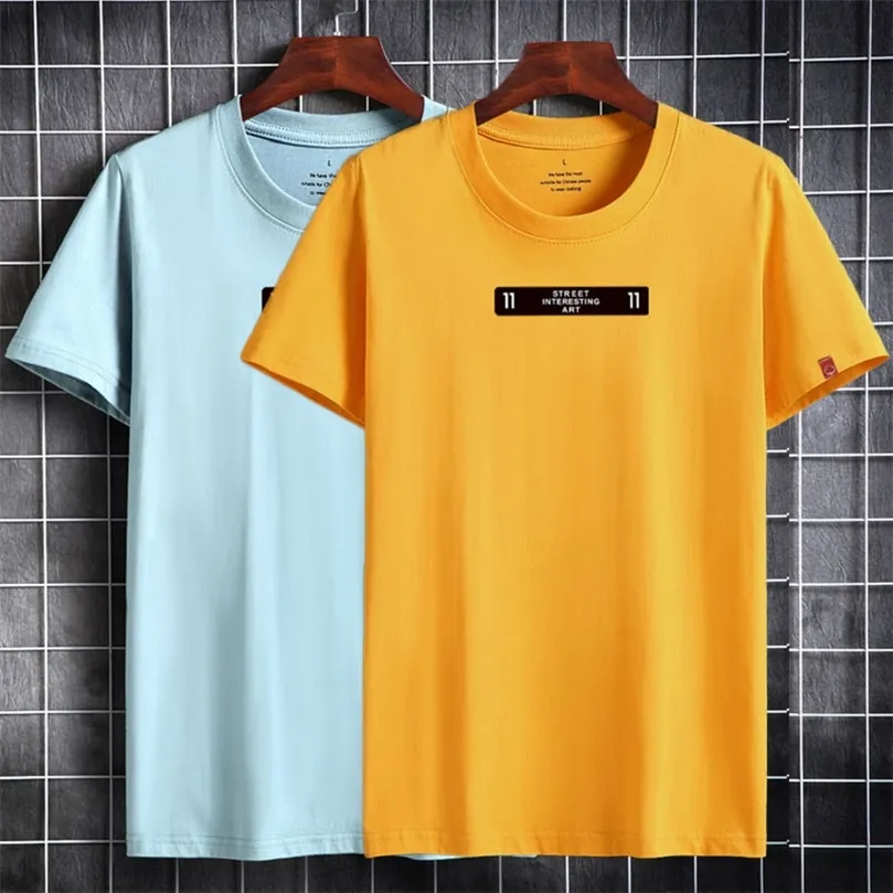 T 셔츠 남성 도착 여름 슬림 핏 탑 남자의 짧은 슬리브 티셔츠 캐주얼 티셔츠 플러스 크기 6xl 남자 의류 화이트 티 220509