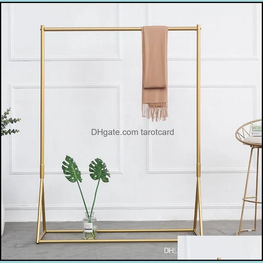 Golden clothing rack Iron floor hanger Bedroom Furniture children`s cloth shop display racks women`s bag show shelf