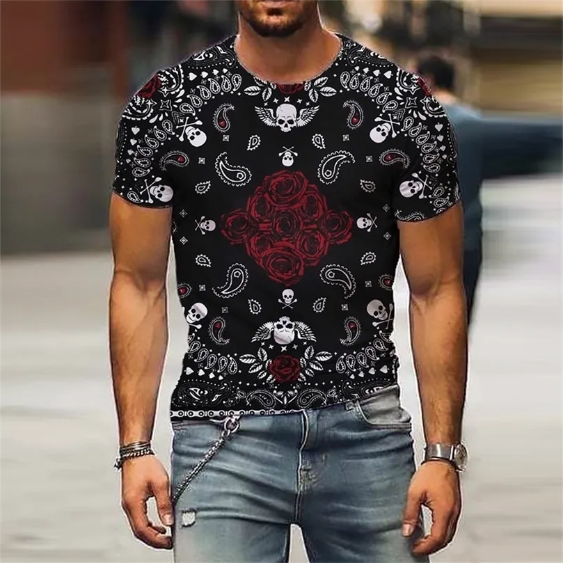 Retro 3d Pinter Mens Tshirt Sıradan Kısa Çarpımlı Onaeck Pullover Street Street Gençlik Hızlı Moda Giyim Erkek Üstleri 220607