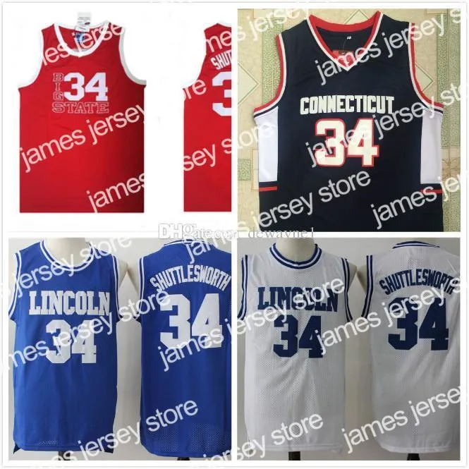 Nouveaux hommes de haute qualité Jesus SHUTTLESWORTH # 34 Lincoln He Got Game Movie Basketball Jersey Bleu 100% Maillots de basket-ball cousus drop shipping