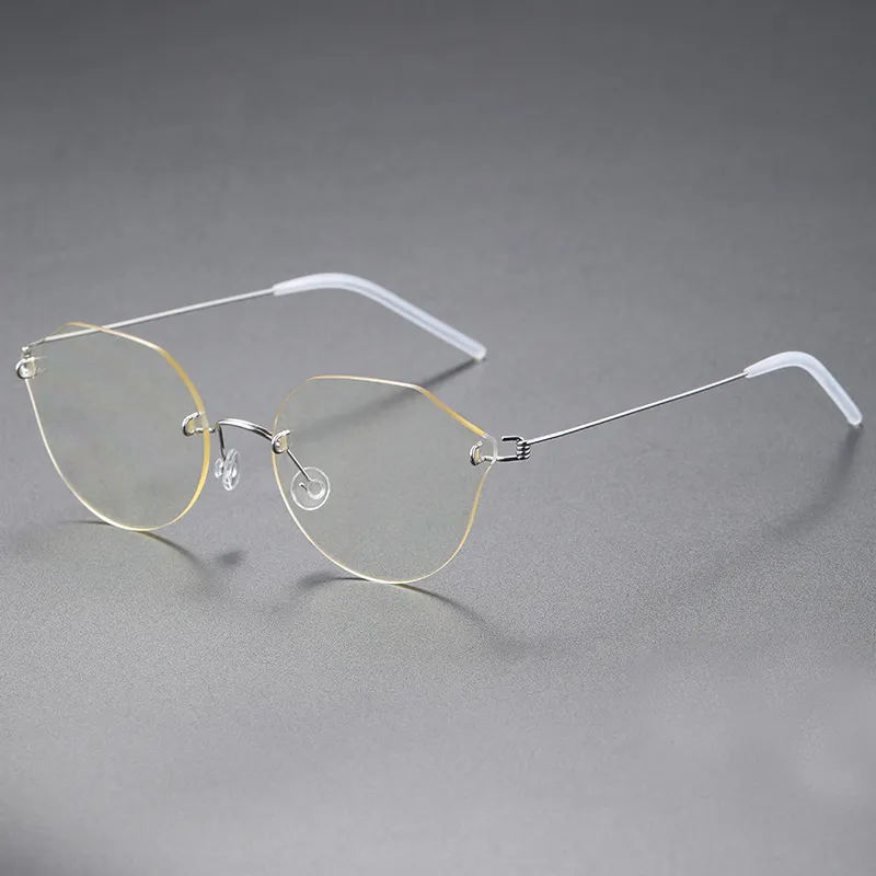 Womens Designer sunglasses Rimless Optical Blue Light Blocking Computer Glasses Gold Frame Eyeware