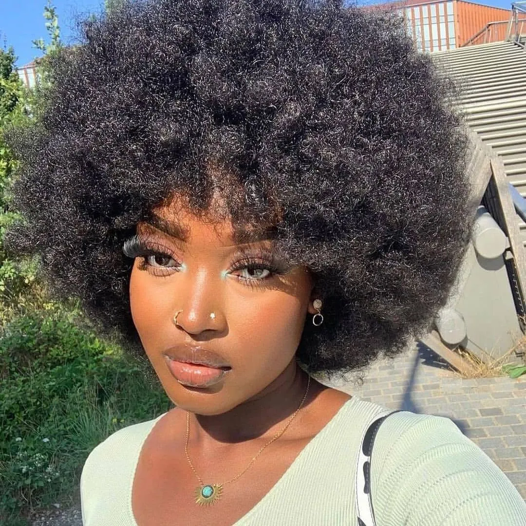 Short Brazilian Non Lace Wigs For Women Human hair High Puff Short Afro Kinky Curly Wig