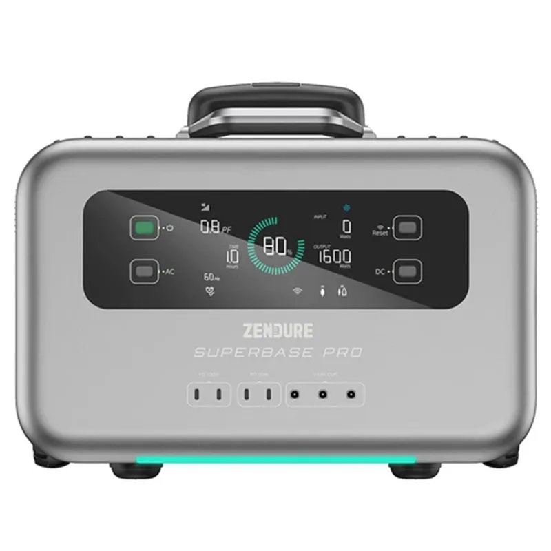 ZENDURE SuperBase Pro 2000 Portable Power Station 2096Wh Large Capacity 3000W Ampup Capability 14 Outputs 6.1 Inch Clear Display Built-in 4G IoT