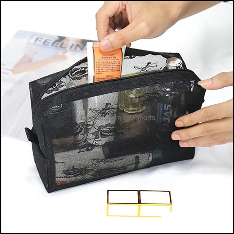 Lace mini mesh cube square bag Chinese style cosmetic bag female portable small high-end storage