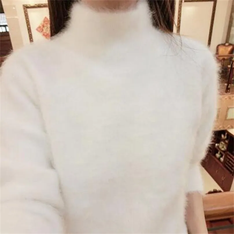 2020 Nya ankomster Autumn Winter Basic Turtleneck Mink Cashmere Sweater Hot Factory Anpassa Mink Cashmere Pullovers TBSR333 Y200722