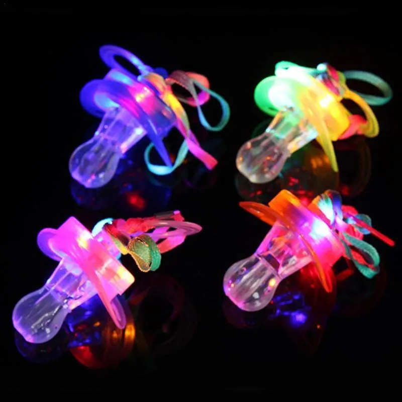 Party Decoration Glowing Flashing LED Pacifier Whistle Night Light Up Blinking Joke Toy Rave Soft Necklace 10/20/30pcParty