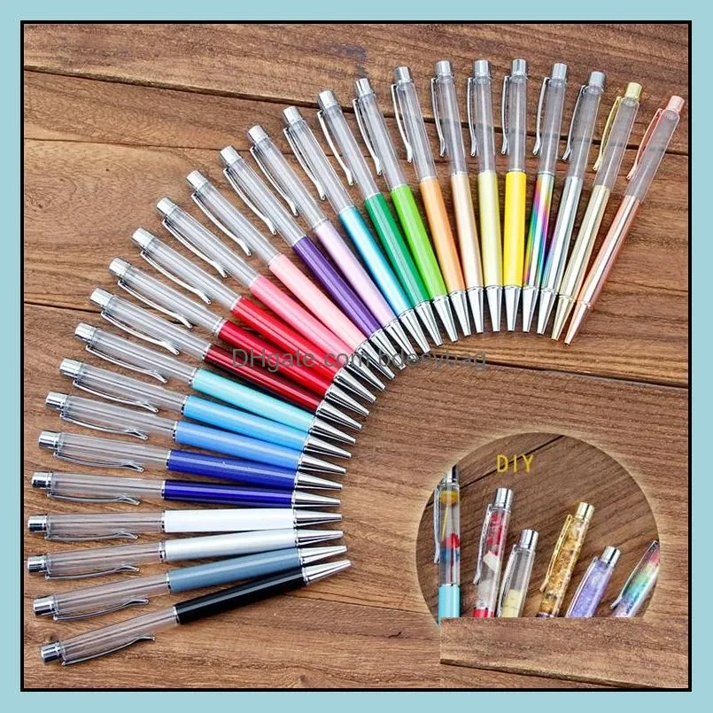 creative diy blank ballpoint pen student glitter writing pens colorful crystal ball pens zc1178