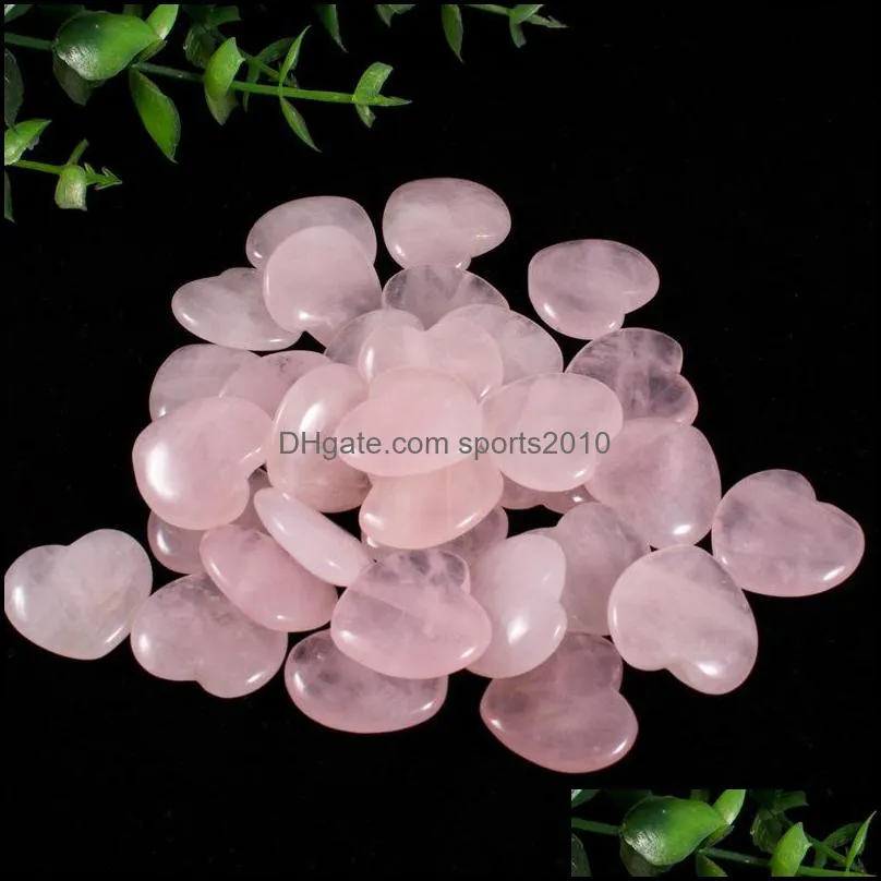 20x20x6mm heart statue natural stone carved decoration rose quartz hand polished healing crystal reiki trinket gift room ornament sports2010