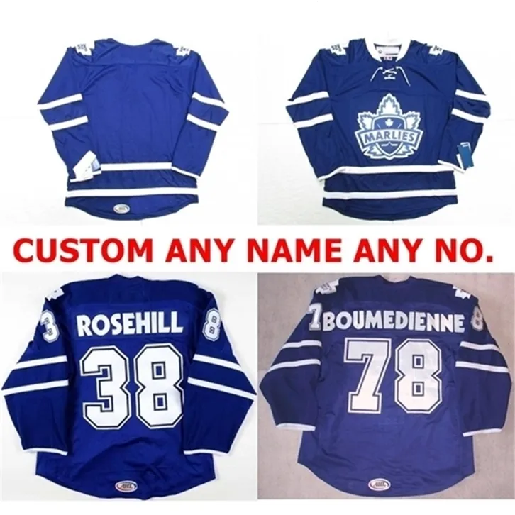 Chen37 C26 Nik1 Herren Damen Kinder 2017 AHL Toronto Marlies 38 Jay Rosehill 78 Josef Boumedienne 100% Stickerei Kundenspezifische Eishockeytrikots Goalit Cut