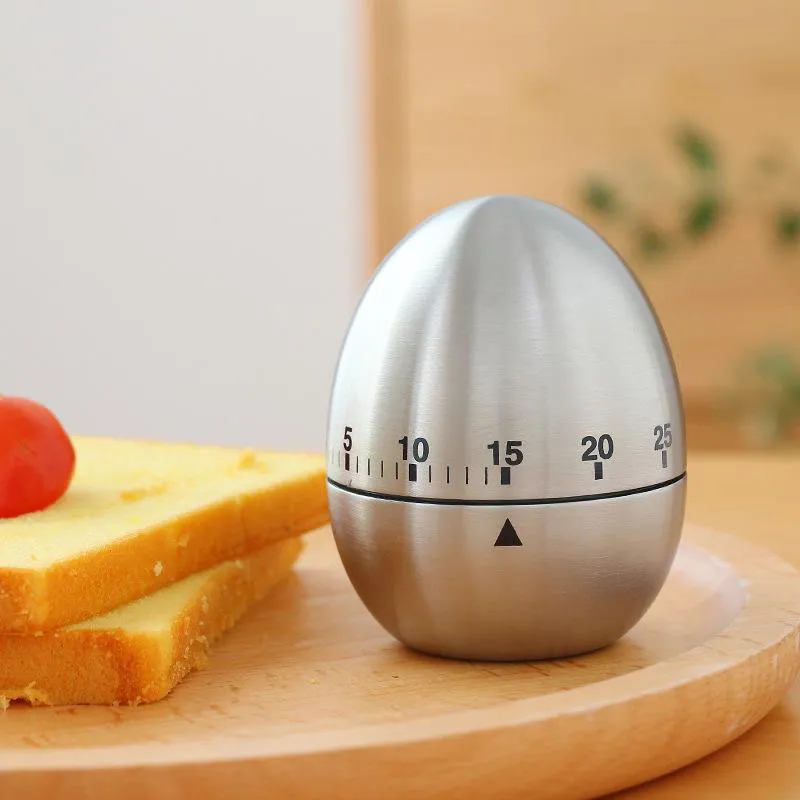 Egg Apple Shape Kitchen Timer Rostfritt stål Desktop Mekaniska Timers Alarm 60 minuter Läkningstidsmätare Kök Räkningsverktyg Gadget ZL0799
