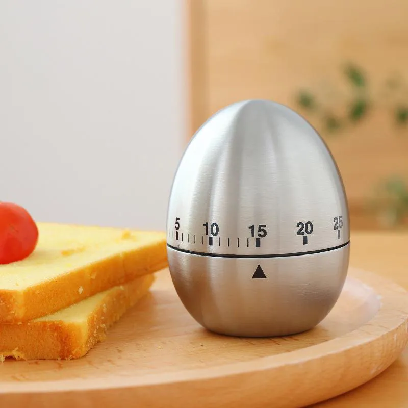 Egg Apple Shape Kitchen Timer Stainless Steel Desktop Cooking Mechanical Timers Alarm 60 Minutes Countdown Time Meter Kitchen Counting Tool Gadget ZL0799