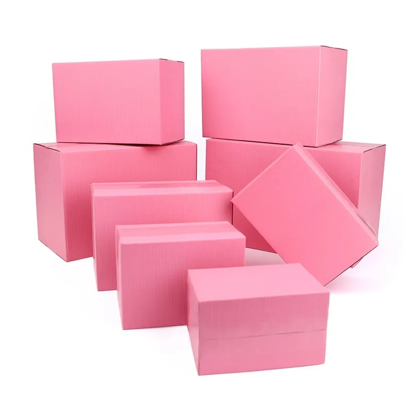 5pcs10pcspink gift box threelayer corrugated packaging transportation storage carton customized size and printed 220706