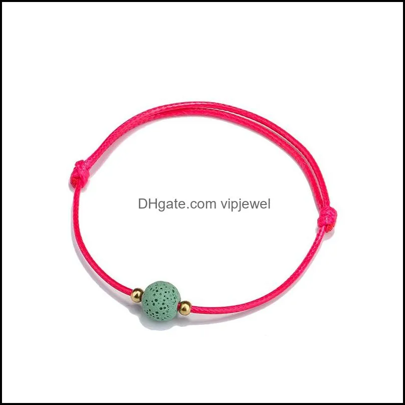 handmade natural stone bracelets colorful lava stone beads charm rope wrap bracelet women friends jewelry