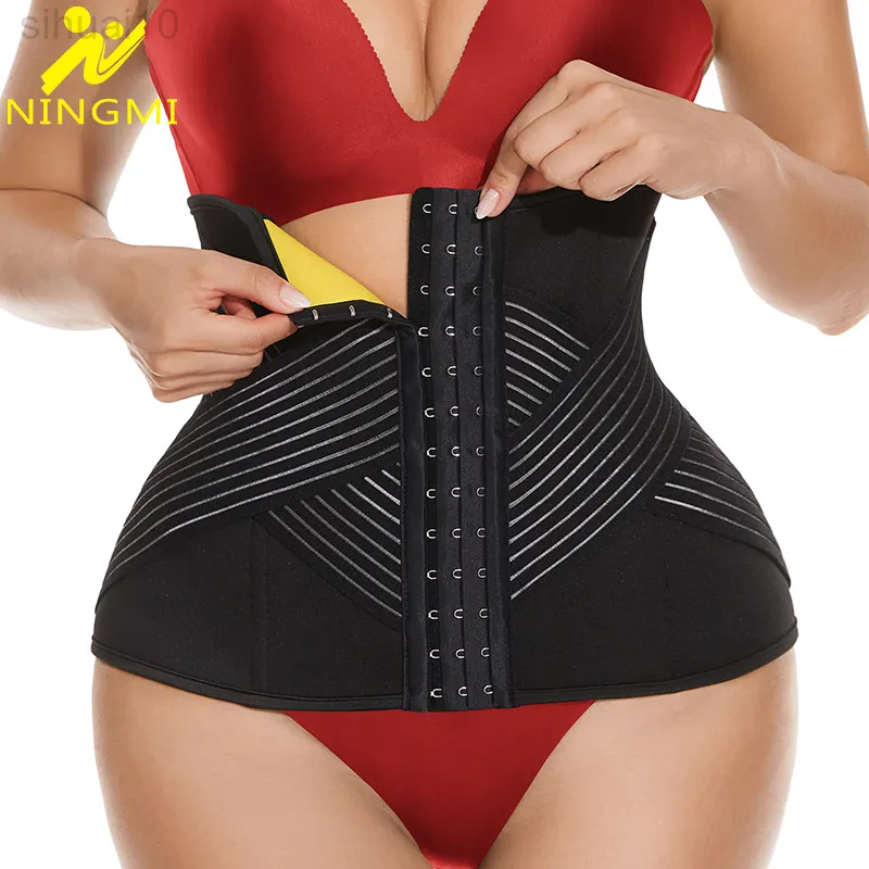 Ningmi Waist Trainer Belt For Women Slimming Belt Fat Burning Sauna Sweat Belt Weight Loss Firm Support Neoprene Waist Trimmer L220802