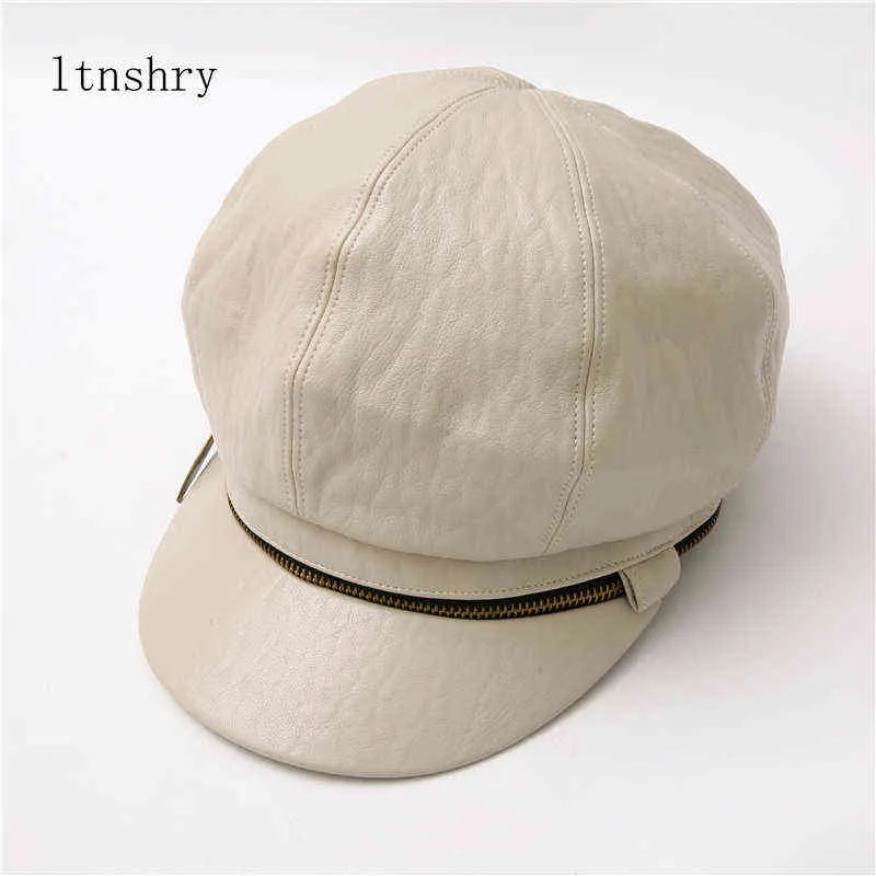 Autumn Winter Fashion Hats For Women Solid Plain Octagonal Krant jongens hoed mannen casual lederen hoed winter baret dames schilder cap j220722