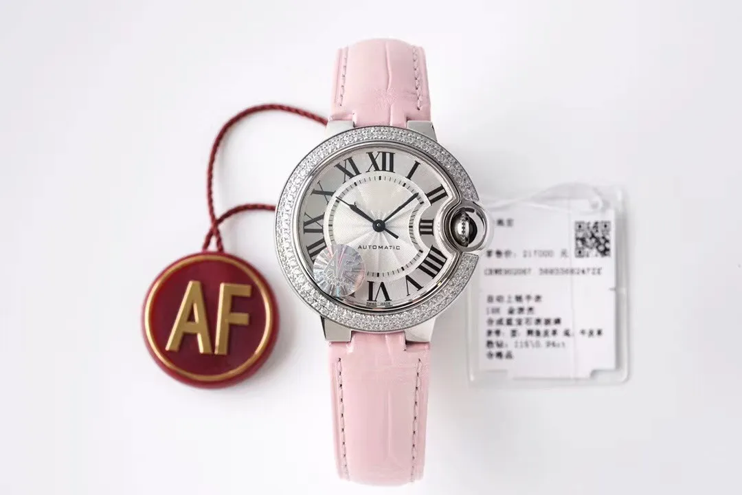 AF Lady Watch Size 33 مم مجهز بـ Swiss Cal 076 Movement Burned Steel Pointer Pointer Gapphire Glass Glass Crecodile Leather WA287O