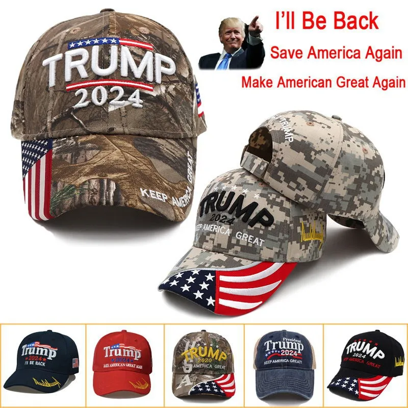 Donald Trump 2024 Maga Hat Cap Baseball Borduurwerk Camo USA KAG Make Keep America Great Again Snapback President Hat Wholesale Sxjun1