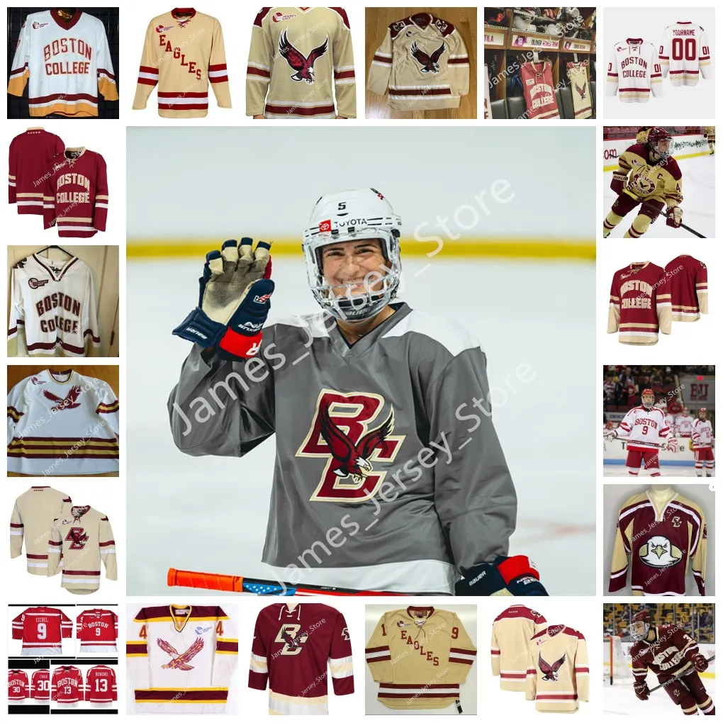 NCAA Custom Boston College Eagles Hockey Jersey with Stitched Names Brian Leetch Cam Atkinson Brian Boyle Paul Carey Brooks Orpik